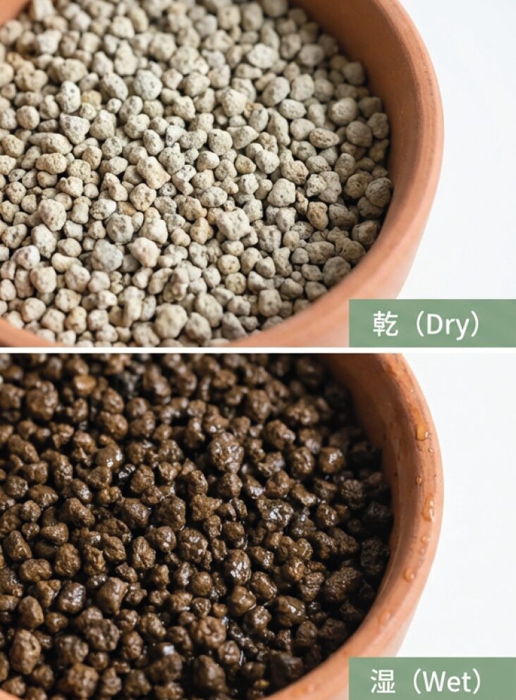 乾いた土と湿った土のイメージ画像