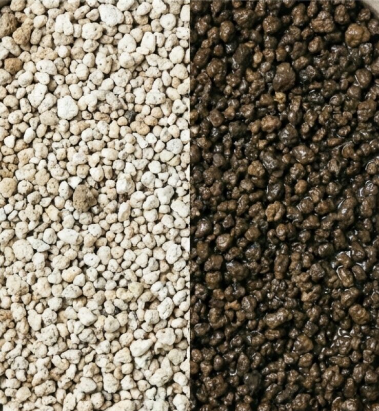 盆栽の水やりのコツ。土の表面と少し下の用土の乾きを確認し、鉢底から水が出るまでたっぷり与える手順の解説。